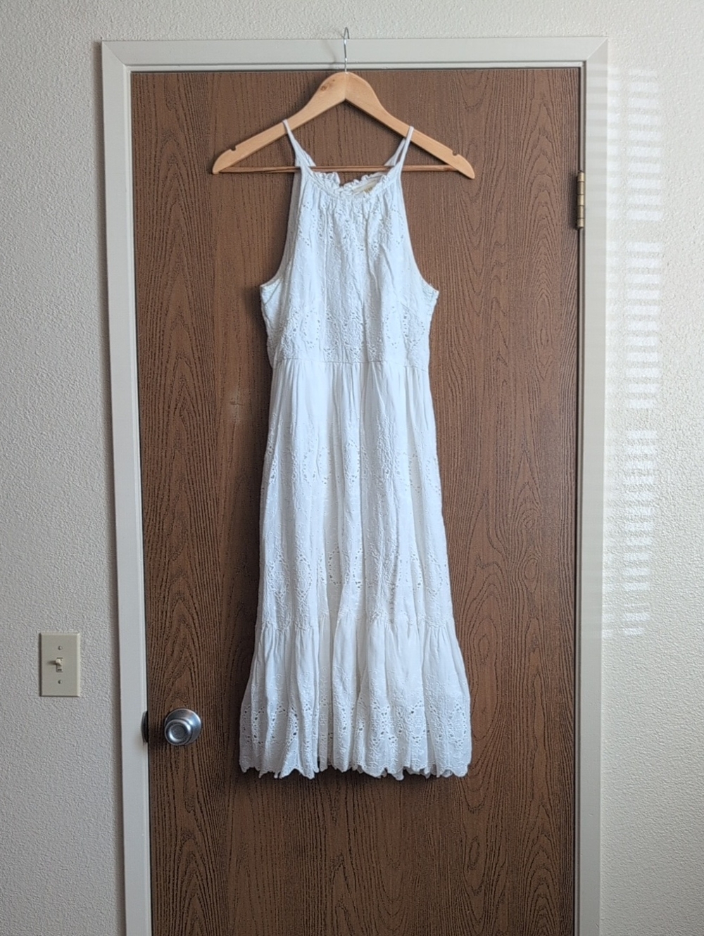 Maeve White Eyelet Halter Midi Dress